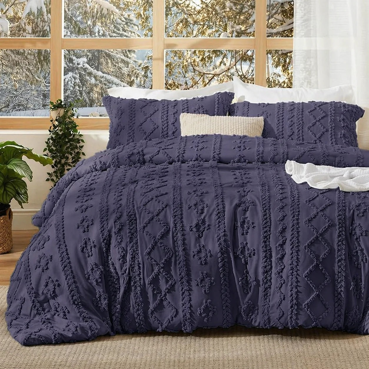 Crywox Luxury Jacquard 4-Piece Bedding Set